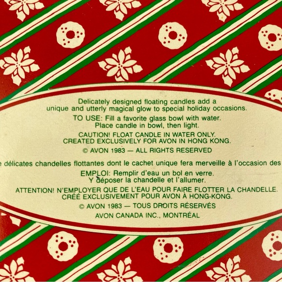 AVON 1983 Christmas Poinsettia Floating Candles Set of 2 Fragrant Seasons NOS - Picture 4 of 8